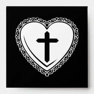 Gothic Heart & Cross Envelopes (Black + White)