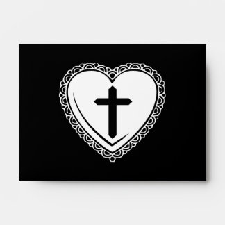 Gothic Heart & Cross Envelopes (Black + White)
