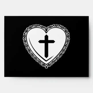 Gothic Heart & Cross Envelopes (Black + White)