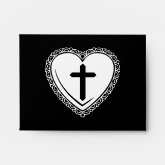 Gothic Heart & Cross Envelopes (Black + White)