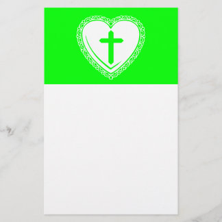 Gothic Heart + Cross (Green + White) Stationery
