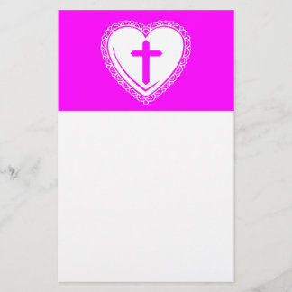 Gothic Heart + Cross (Pink + White) Stationery