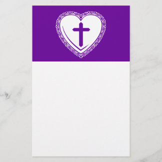 Gothic Heart + Cross (Purple + White) Stationery