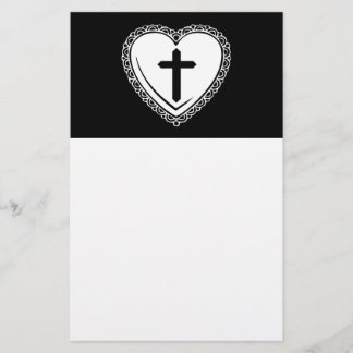Gothic Heart & Cross Stationery (Black & White)