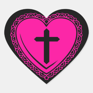 Gothic Heart & Cross Sticker