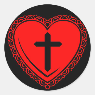 Gothic Heart + Cross Stickers (Black + Red)