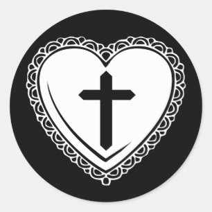 Gothic Heart + Cross Stickers (Black + White)