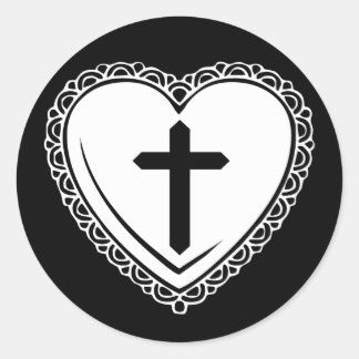Gothic Heart + Cross Stickers (Black + White)