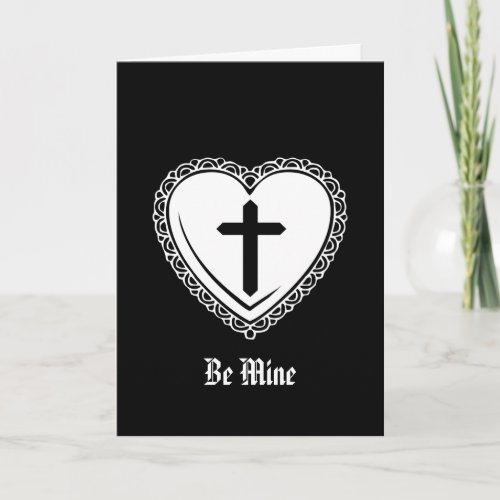 Gothic Heart Cross Valentine Holiday Card