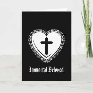 Gothic Heart Cross Valentine Holiday Card