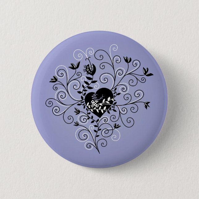 Gothic Heart Dark Tattoo Style Button (Front)