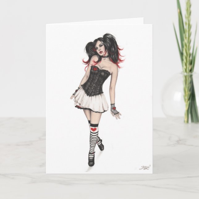 Gothic Heart Doll Greeting Card (Front)