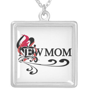 Gothic Heart New Mom T-shirts and Gifts Silver Plated Necklace