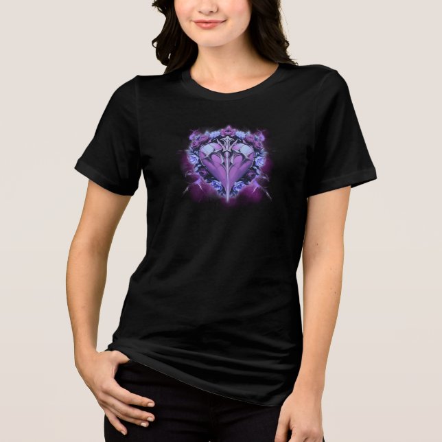Gothic Heart of Shadows – Mystical Purple Design Tri-Blend Shirt (Front)