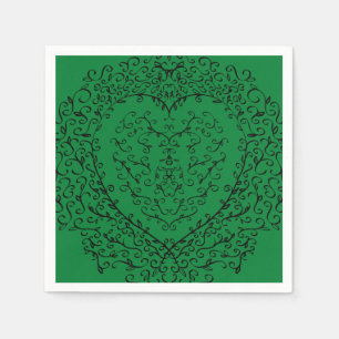 Gothic Heart-Paper Napkin Green & Black 4