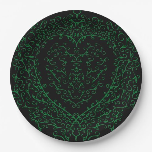 Gothic Heart_Paper Plate Green  Black 2