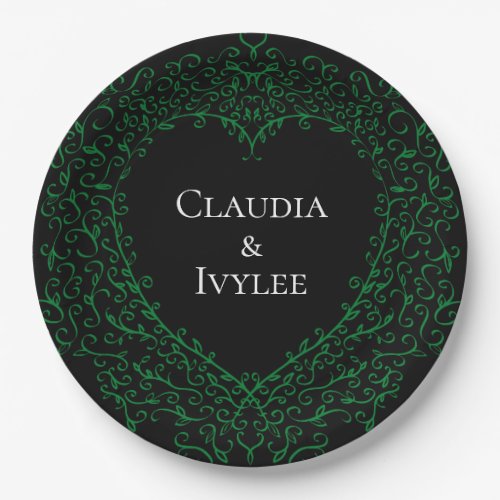 Gothic Heart_Paper Plate Green  Black 3