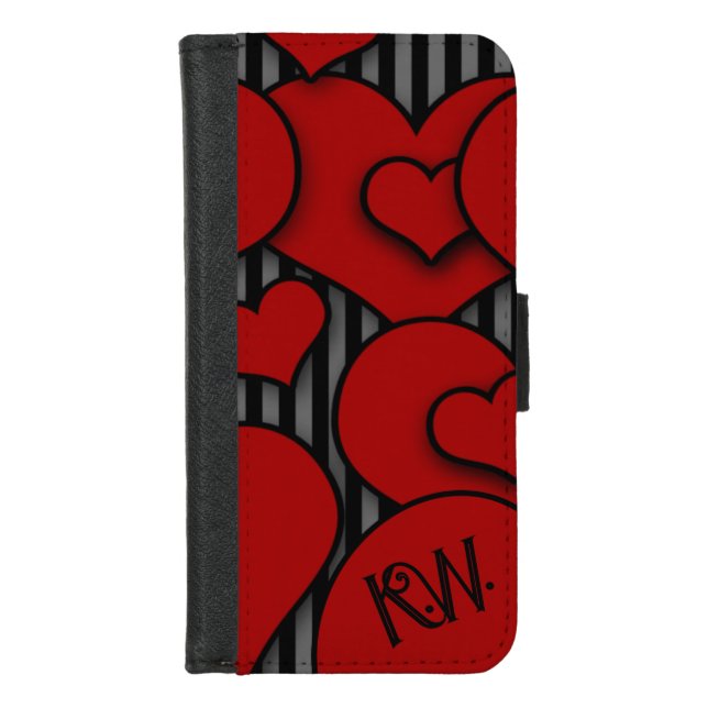 Gothic Heart Personalized iPhone Wallet Case  (Front)