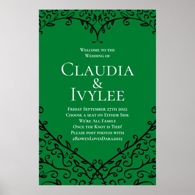 Gothic Heart-Poster Green & Black Poster (Front)