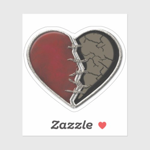 Gothic Heart Red Black Gemstone Sticker