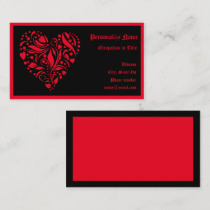 Gothic Heart Red Black Trendy Vintage Business Card