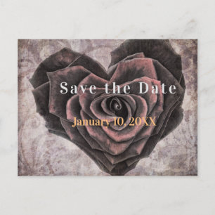 Gothic Heart Rose Dark Romance Save the Date Announcement Postcard