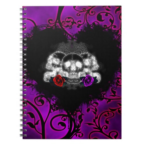 Gothic Heart Skulls and Roses  Notebook