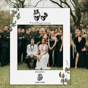 Gothic Heart Skulls Wedding Photo Prop Selfie Foam Board