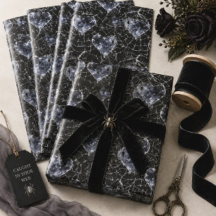 Gothic Heart Spider Web Wrapping Paper