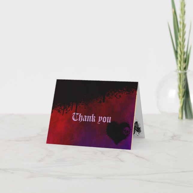 Gothic Heart Thank You Note Card (Front)