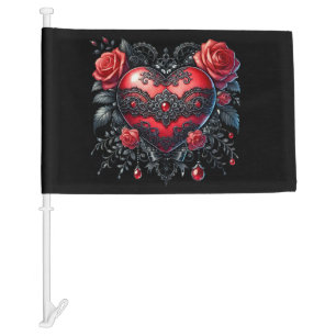 Gothic Heart Valentine Car Flag