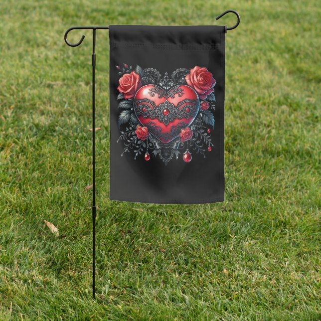Gothic Heart Valentine Garden Flag (In SItu)