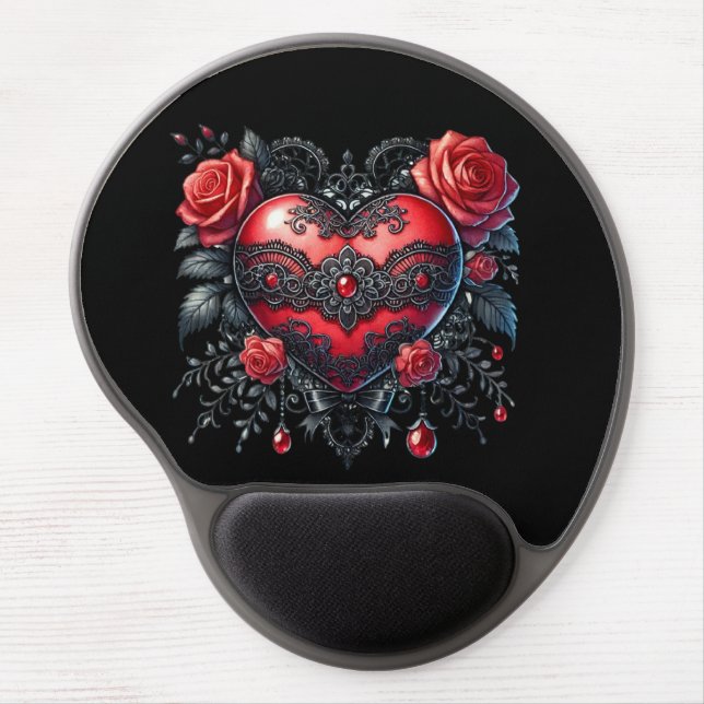 Gothic Heart Valentine Gel Mousepad (Front)