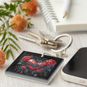 Gothic Heart Valentine Keychain