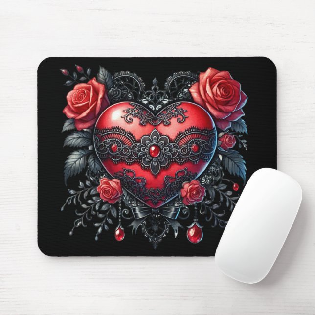 Gothic Heart Valentine Mousepad (With Mouse)