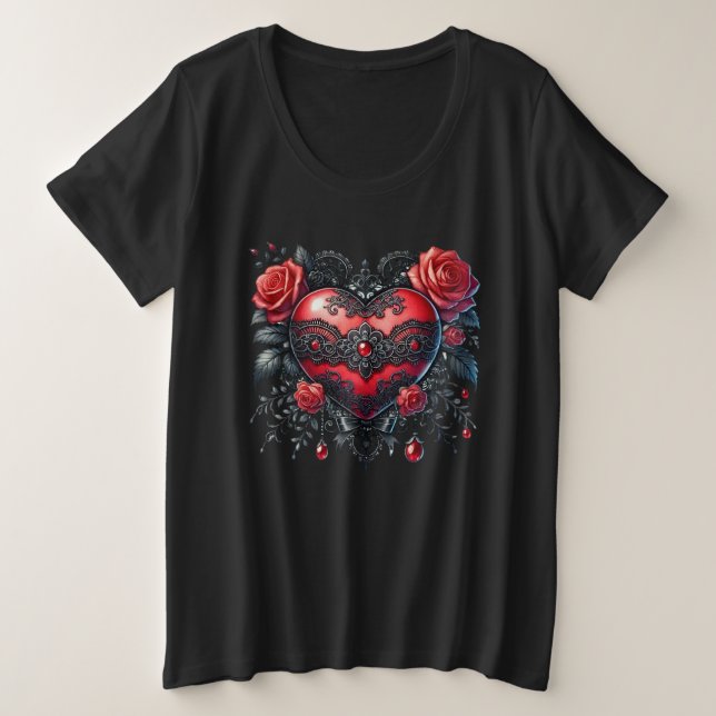 Gothic Heart Valentine Plus-Size Shirt (Design Front)