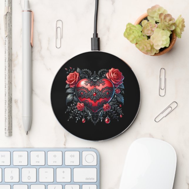 Gothic Heart Valentine Wireless Charger (Desk)