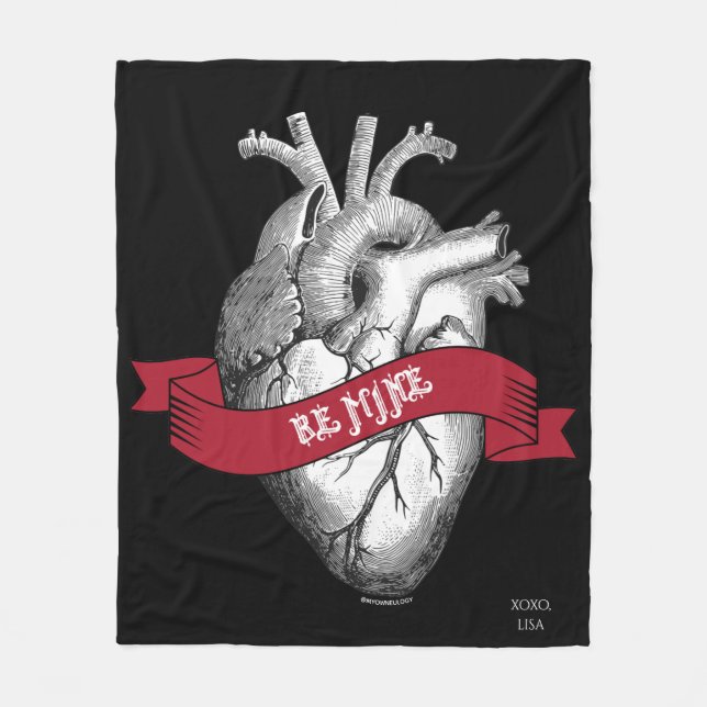 Gothic Heart Valentine's Day Fleece Blanket (Front)
