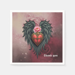 Gothic Heart with Bloom and Wings.  Napkins