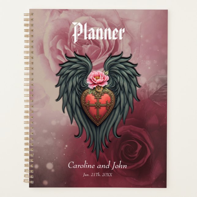Gothic Heart with Bloom and Wings Planner (Front)