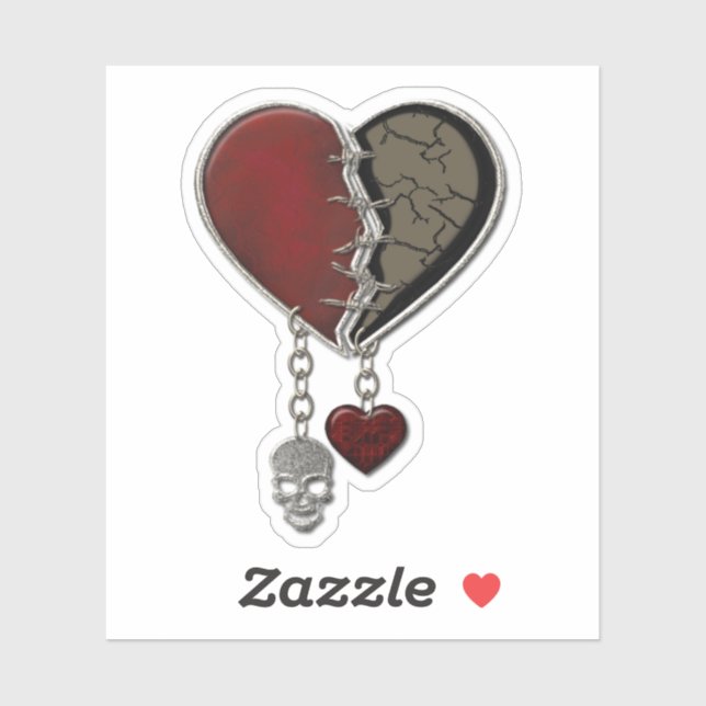 Gothic Heart with Skull Sticker (Sheet)