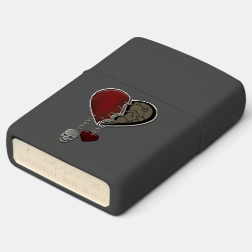 Gothic Heart with Skull Zippo Lighter