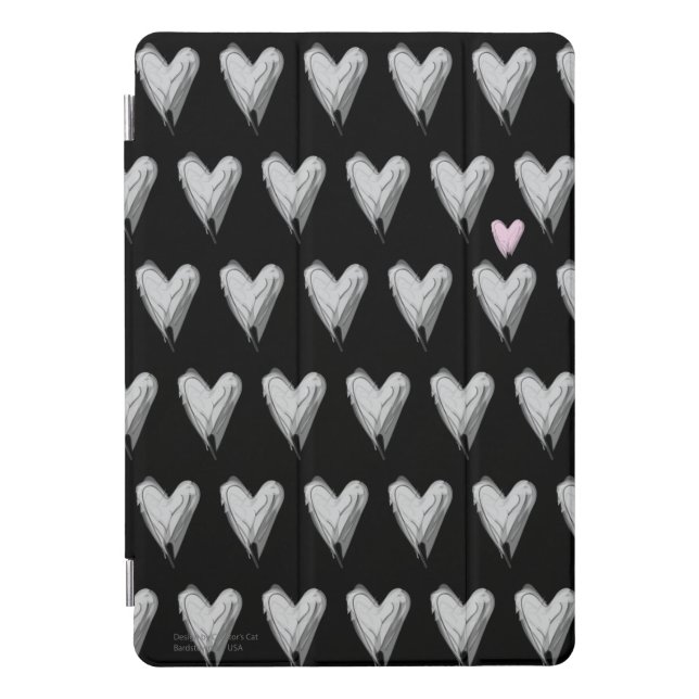 Gothic Hearts and One Pink Heart on black iPad Pro Cover (Front)