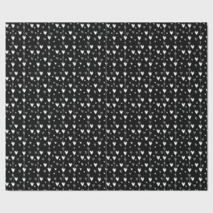 Gothic Hearts Black and White Wrapping Paper