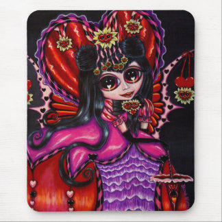 Gothic Hearts & Flowers Victorian Fairy Girl Doll Mouse Pad