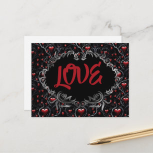 Gothic Hearts LOVE Valentine  Postcard