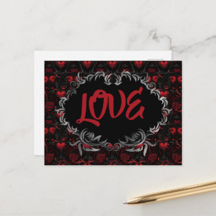 Gothic Hearts LOVE Valentine  Postcard