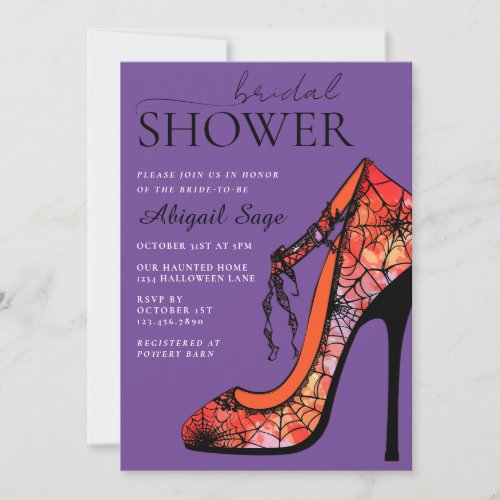 Gothic High Heel Shoe Halloween Bridal Shower Invitation