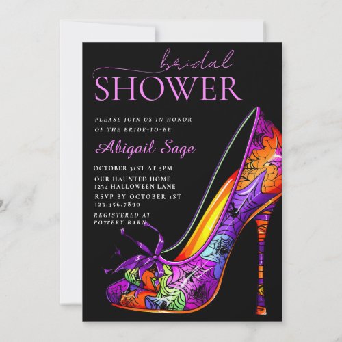 Gothic High Heel Shoe Halloween Bridal Shower Invitation