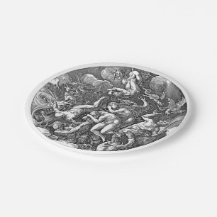 Gothic Historical Artwork Falling Into Hell Paper Plates